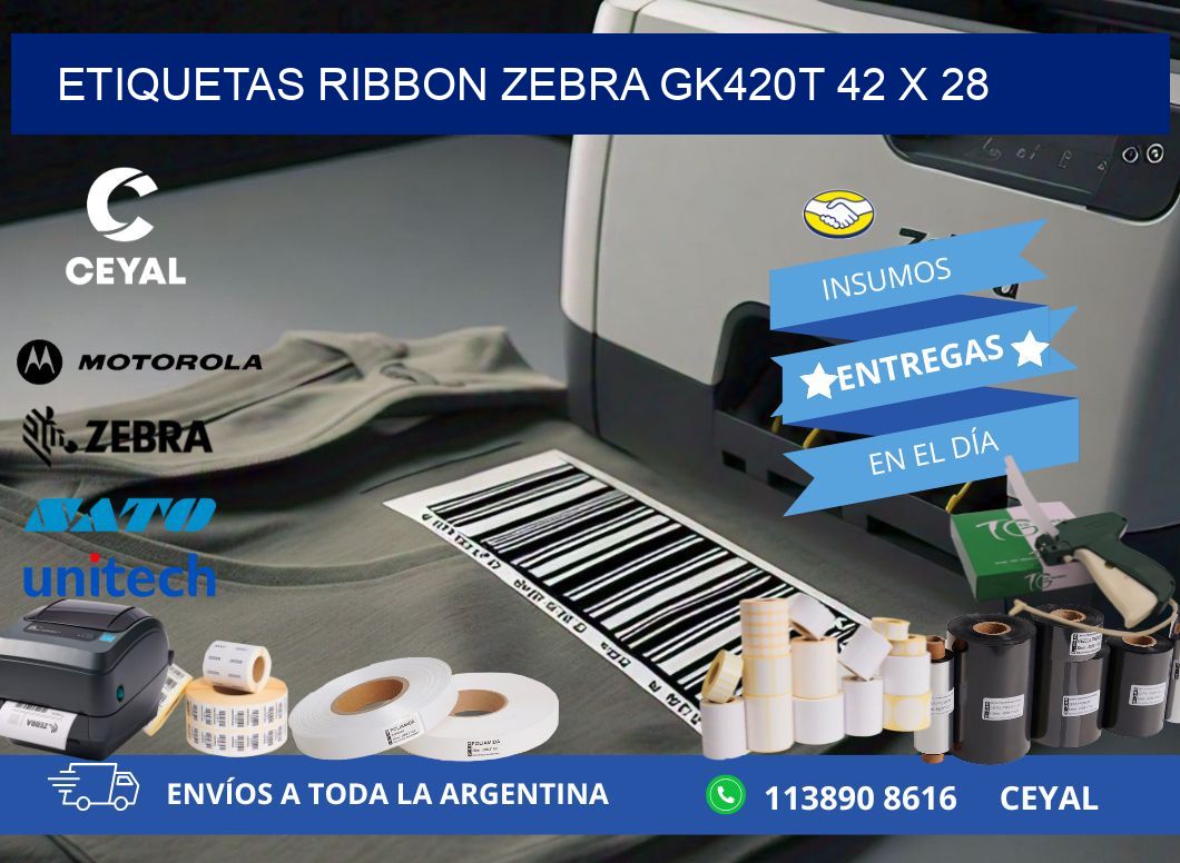 ETIQUETAS RIBBON Zebra GK420T 42 x 28