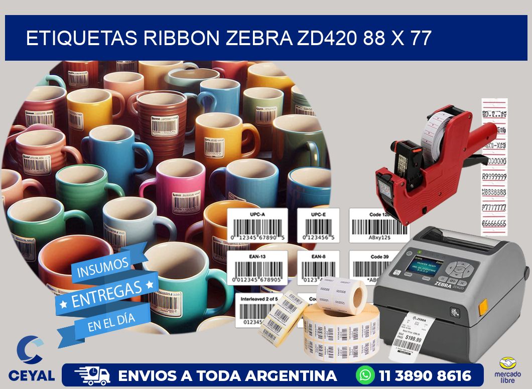 ETIQUETAS RIBBON Zebra ZD420 88 x 77