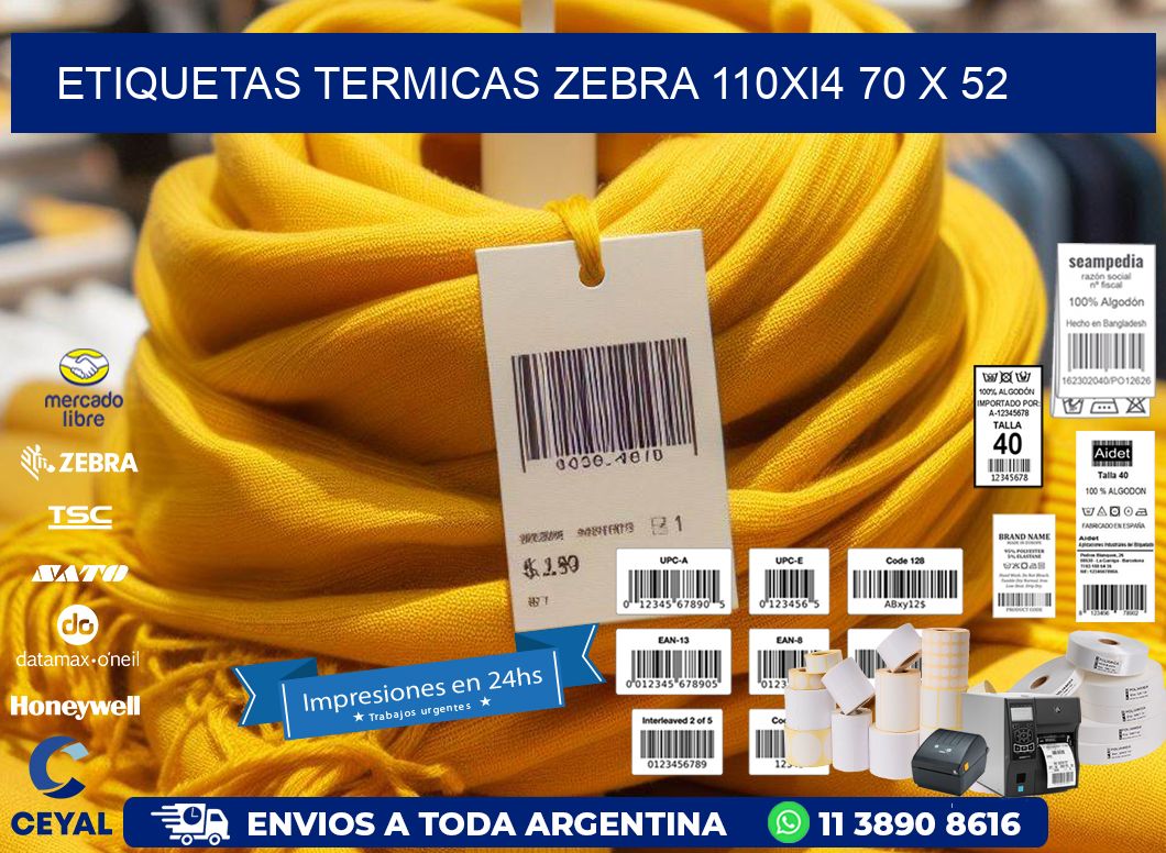 ETIQUETAS TERMICAS ZEBRA 110Xi4 70 x 52