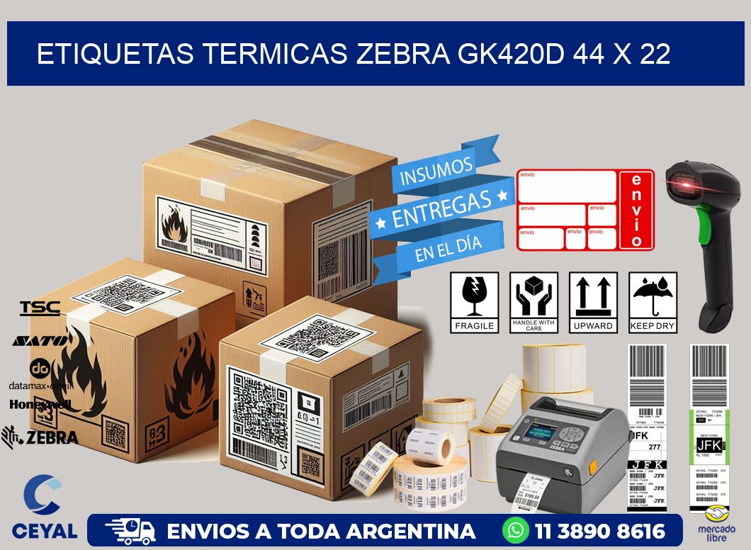ETIQUETAS TERMICAS ZEBRA GK420D 44 x 22