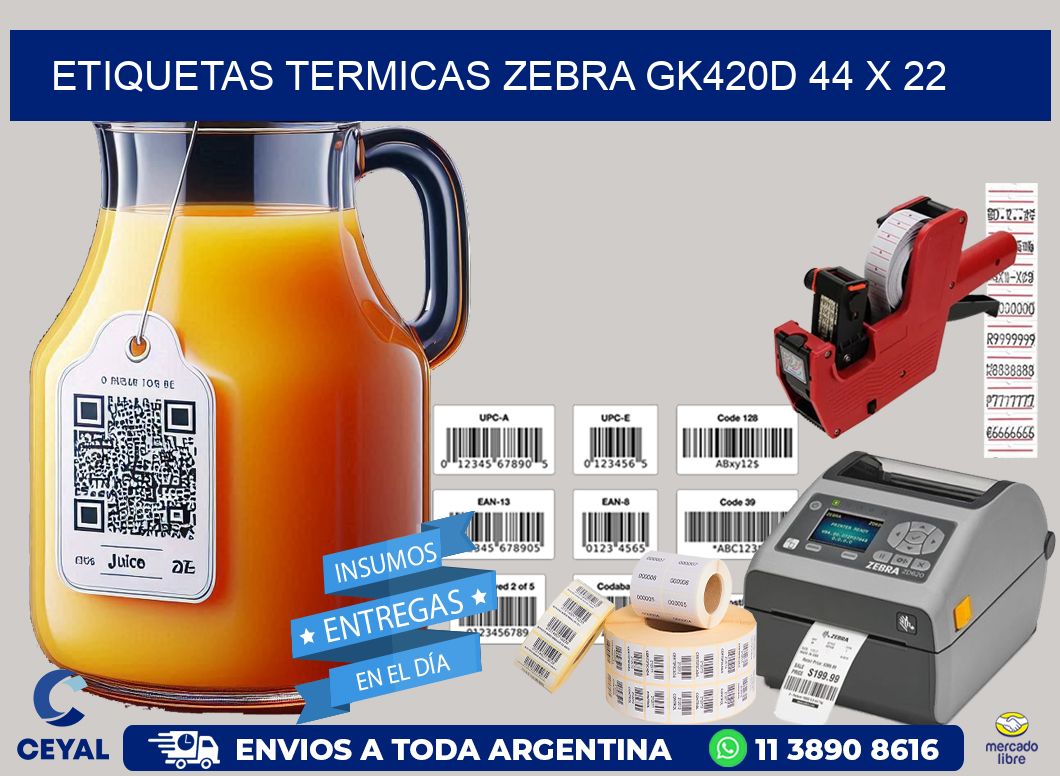 ETIQUETAS TERMICAS ZEBRA GK420D 44 x 22