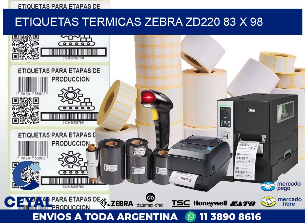 ETIQUETAS TERMICAS ZEBRA ZD220 83 x 98
