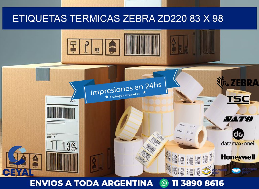 ETIQUETAS TERMICAS ZEBRA ZD220 83 x 98