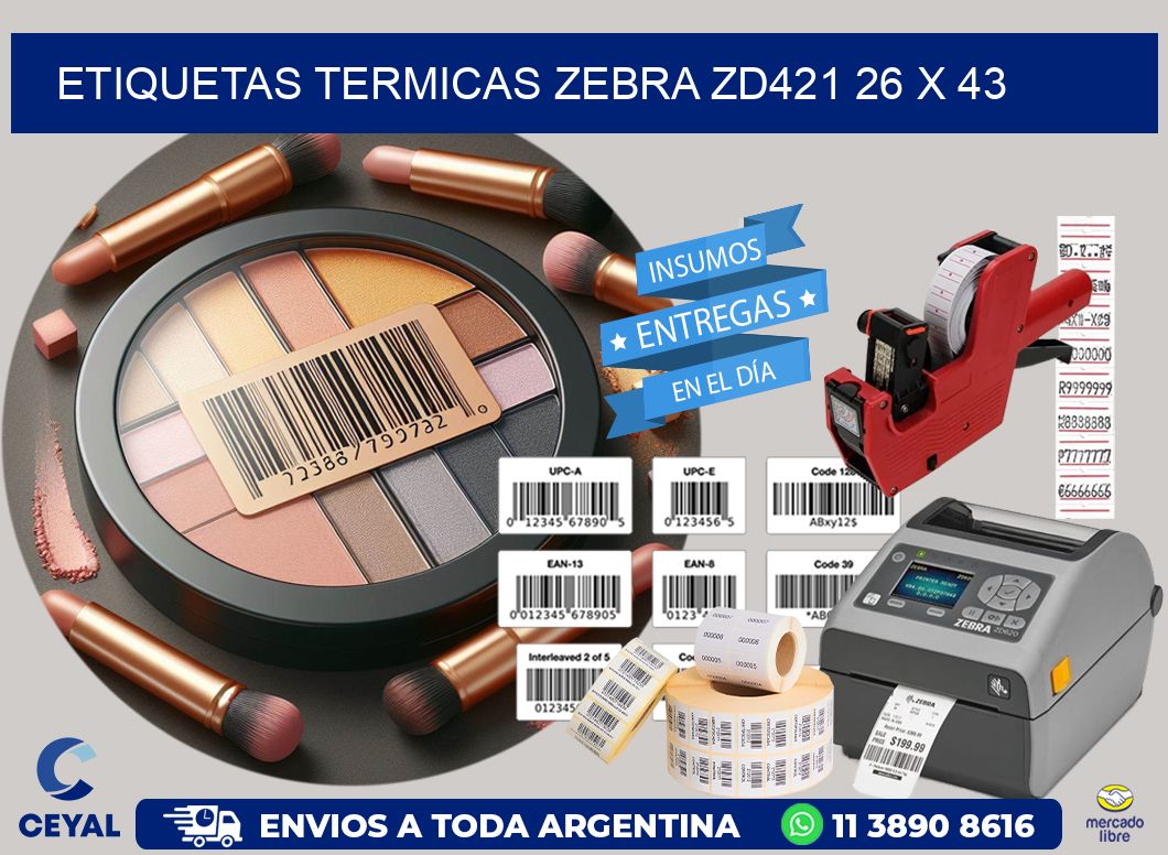 ETIQUETAS TERMICAS ZEBRA ZD421 26 x 43