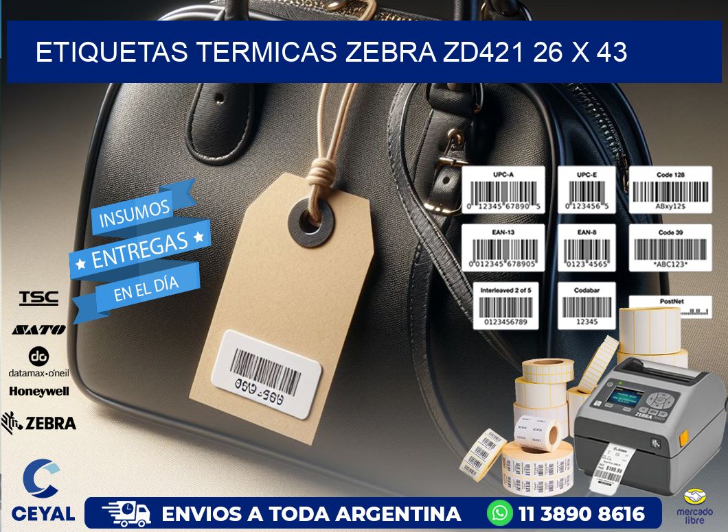 ETIQUETAS TERMICAS ZEBRA ZD421 26 x 43