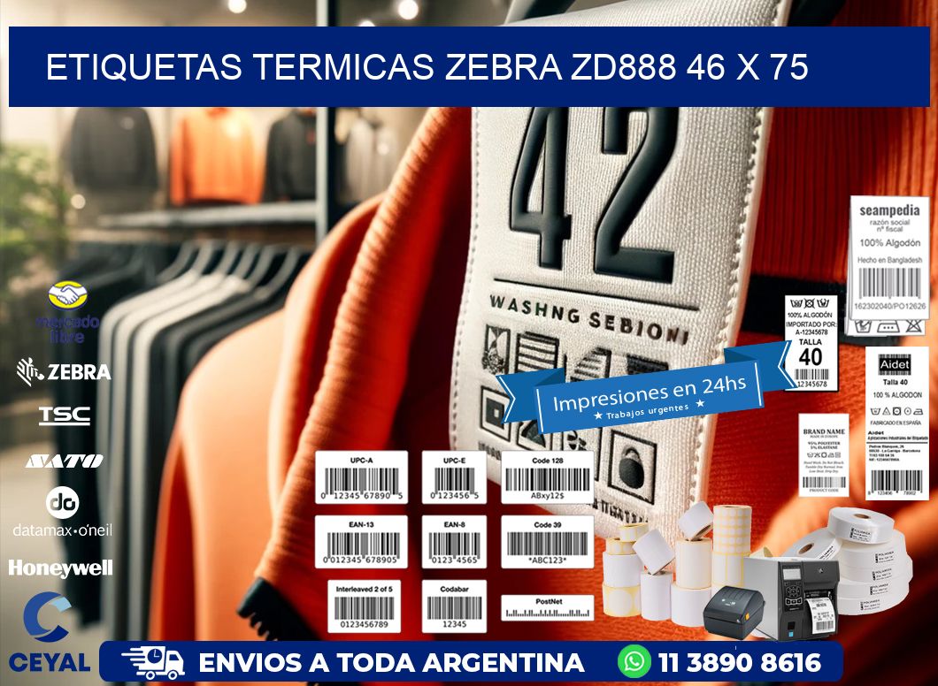 ETIQUETAS TERMICAS ZEBRA ZD888 46 x 75