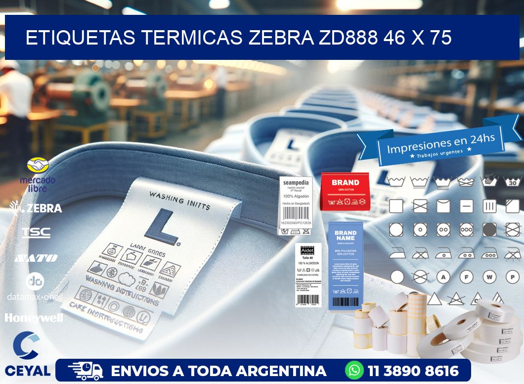 ETIQUETAS TERMICAS ZEBRA ZD888 46 x 75