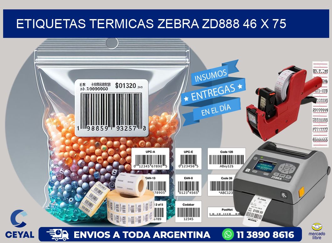 ETIQUETAS TERMICAS ZEBRA ZD888 46 x 75