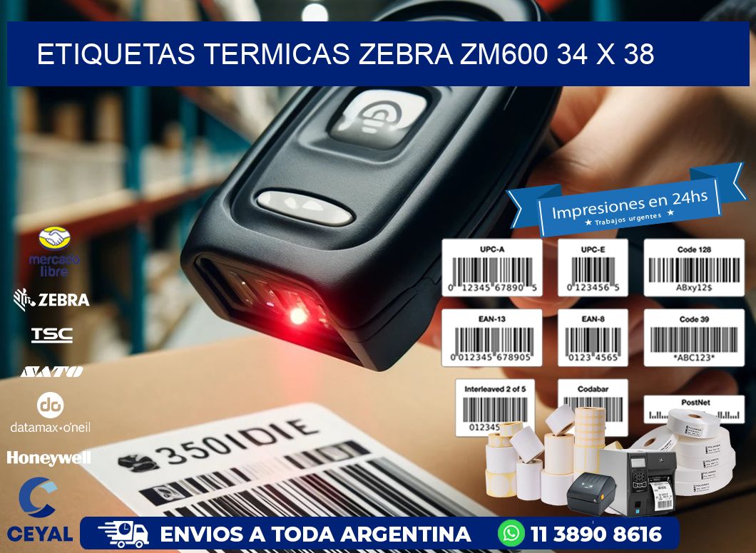 ETIQUETAS TERMICAS ZEBRA ZM600 34 x 38