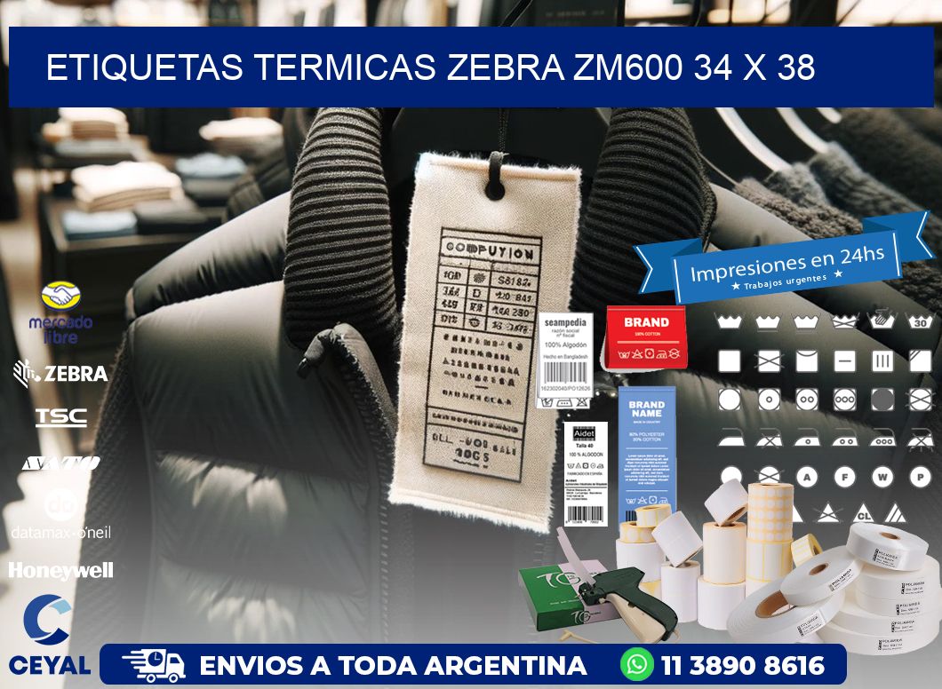ETIQUETAS TERMICAS ZEBRA ZM600 34 x 38