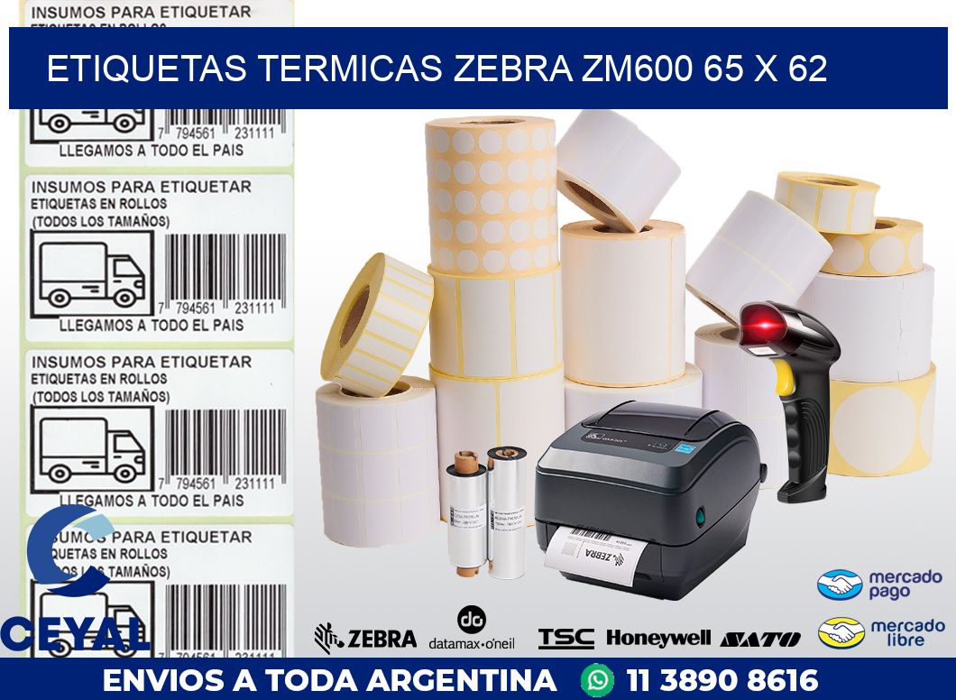 ETIQUETAS TERMICAS ZEBRA ZM600 65 x 62
