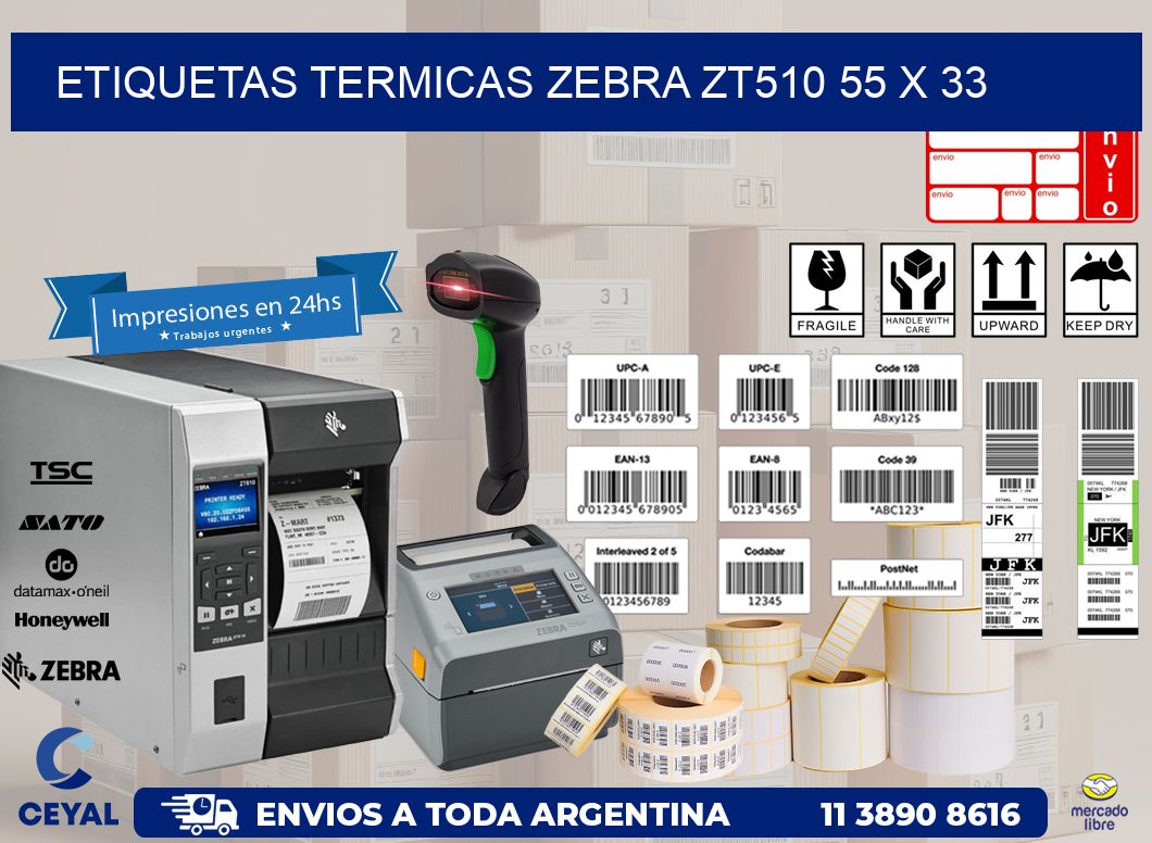 ETIQUETAS TERMICAS ZEBRA ZT510 55 x 33