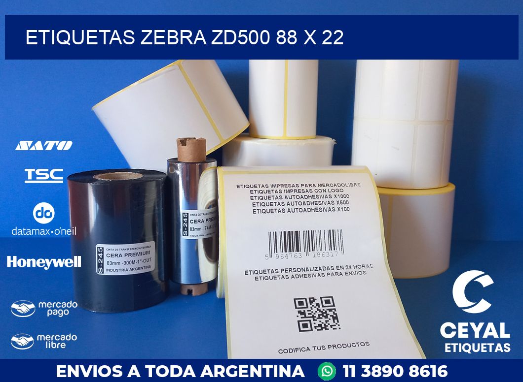 ETIQUETAS Zebra ZD500 88 x 22