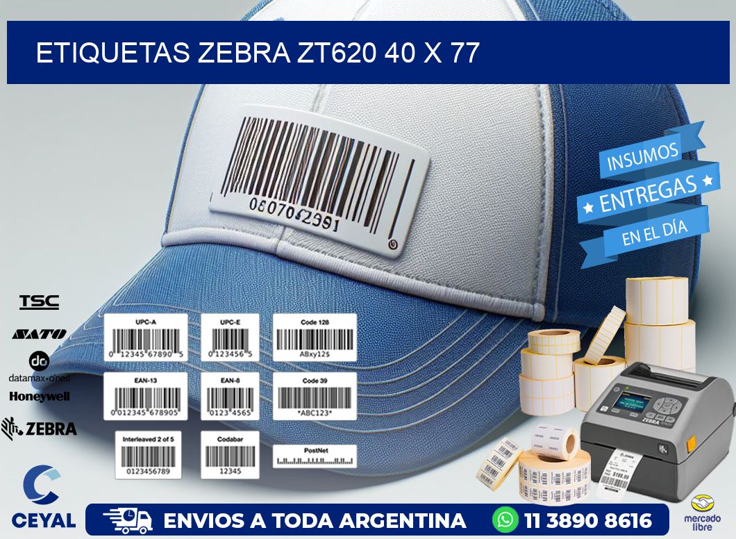 ETIQUETAS Zebra ZT620 40 x 77
