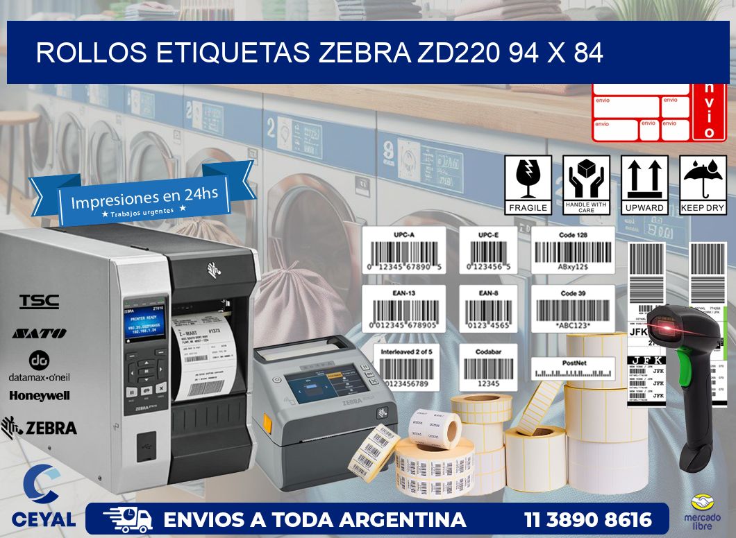 ROLLOS ETIQUETAS Zebra ZD220 94 x 84