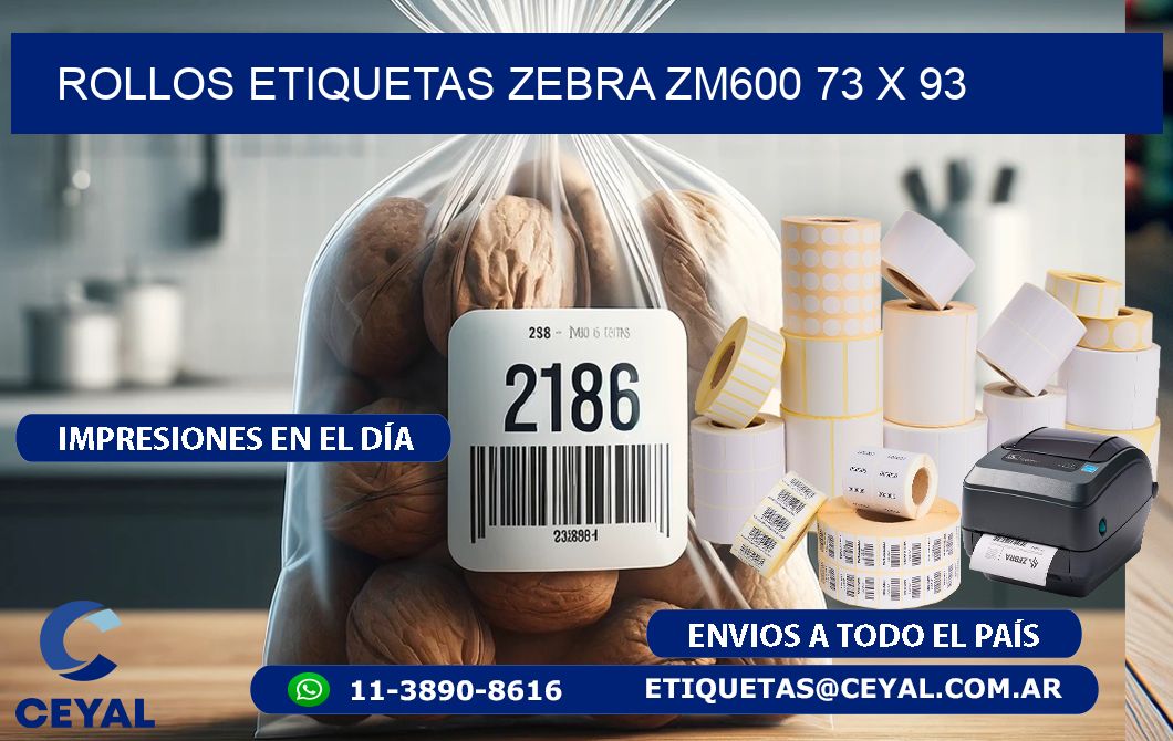 ROLLOS ETIQUETAS Zebra ZM600 73 x 93