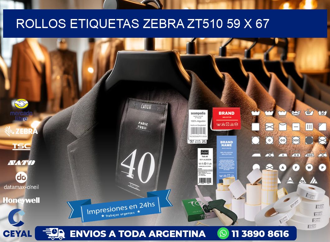 ROLLOS ETIQUETAS Zebra ZT510 59 x 67