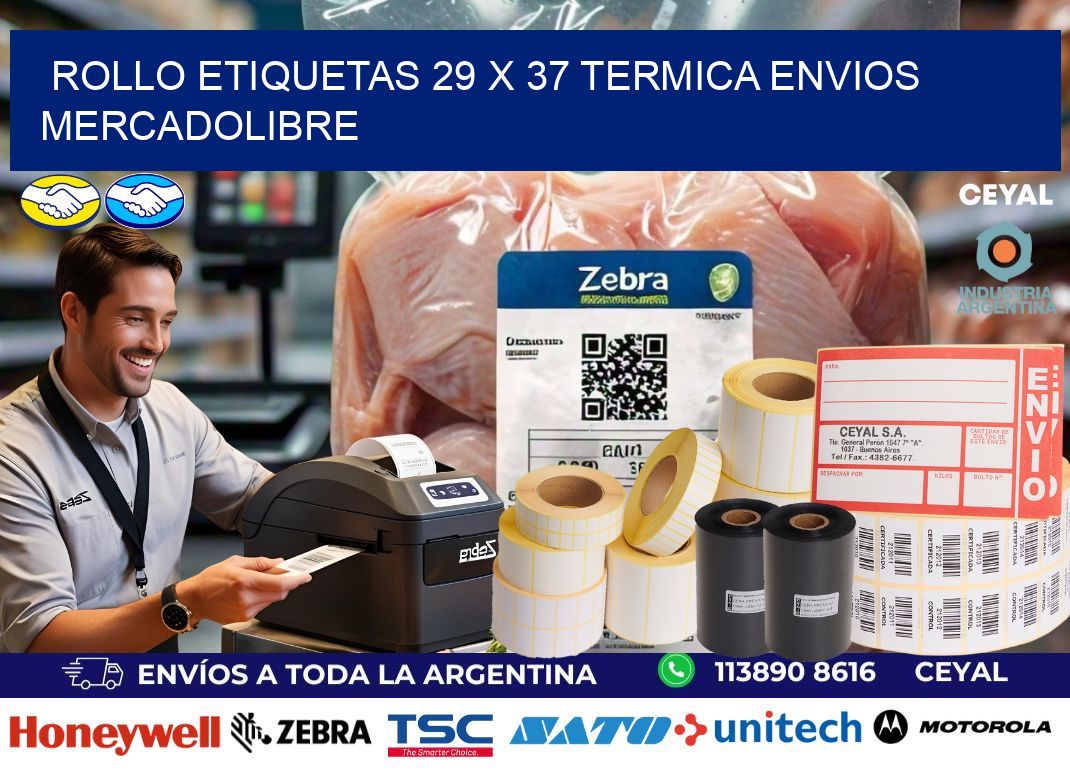 Rollo etiquetas 29 x 37 termica ENVIOS MERCADOLIBRE