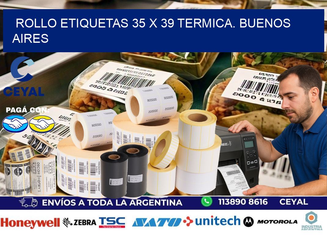 Rollo etiquetas 35 x 39 termica. Buenos Aires