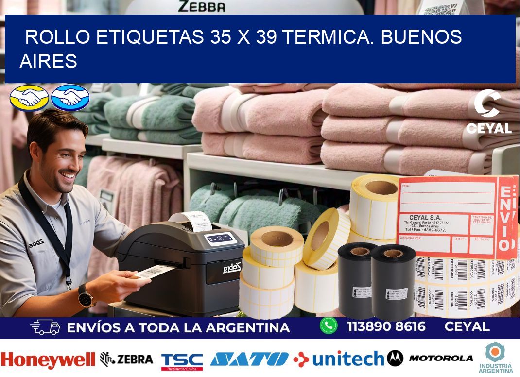 Rollo etiquetas 35 x 39 termica. Buenos Aires