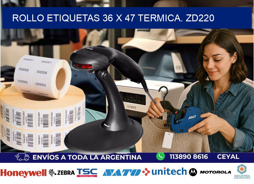 Rollo etiquetas 36 x 47 termica. zd220