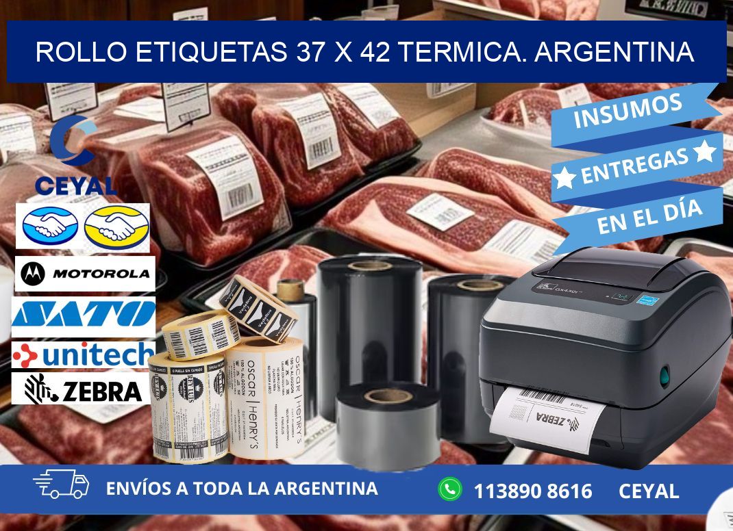 Rollo etiquetas 37 x 42 termica. Argentina