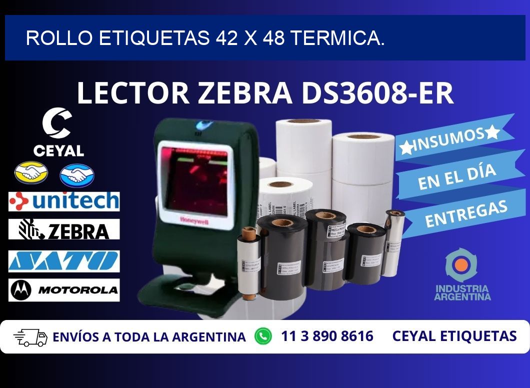 Rollo etiquetas 42 x 48 termica.