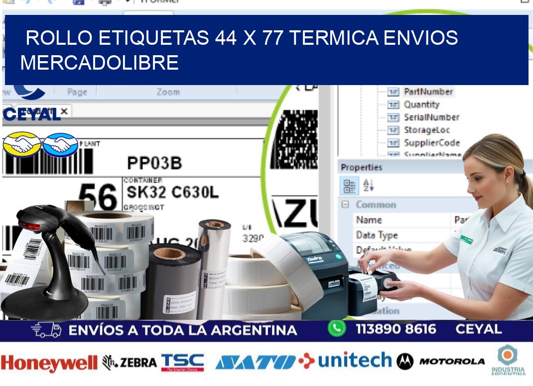 Rollo etiquetas 44 x 77 termica ENVIOS MERCADOLIBRE