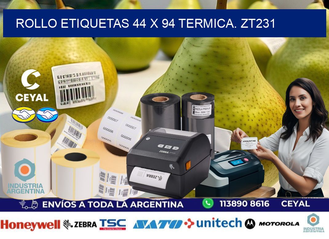 Rollo etiquetas 44 x 94 termica. zt231