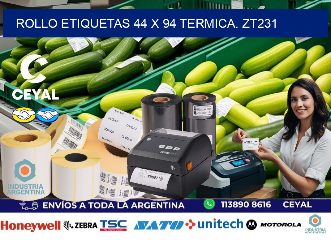 Rollo etiquetas 44 x 94 termica. zt231