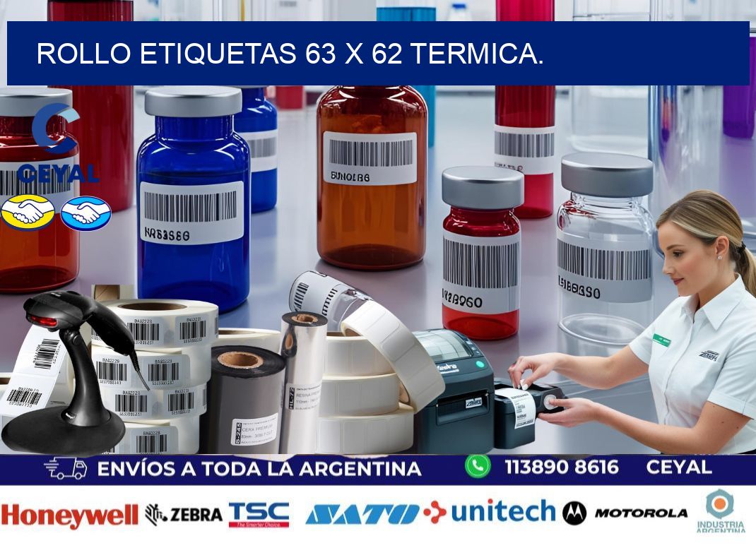 Rollo etiquetas 63 x 62 termica.