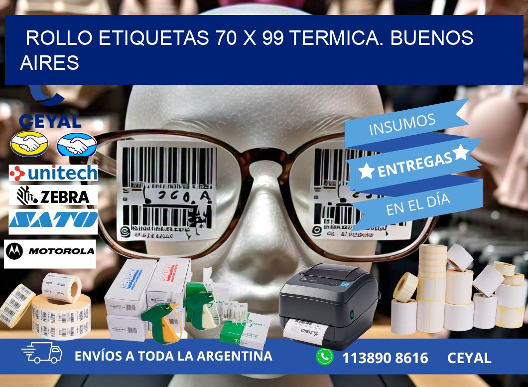 Rollo etiquetas 70 x 99 termica. Buenos Aires