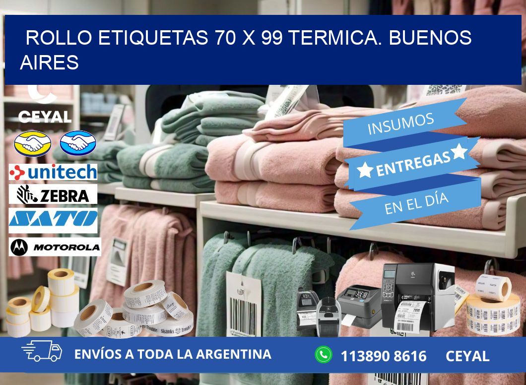 Rollo etiquetas 70 x 99 termica. Buenos Aires