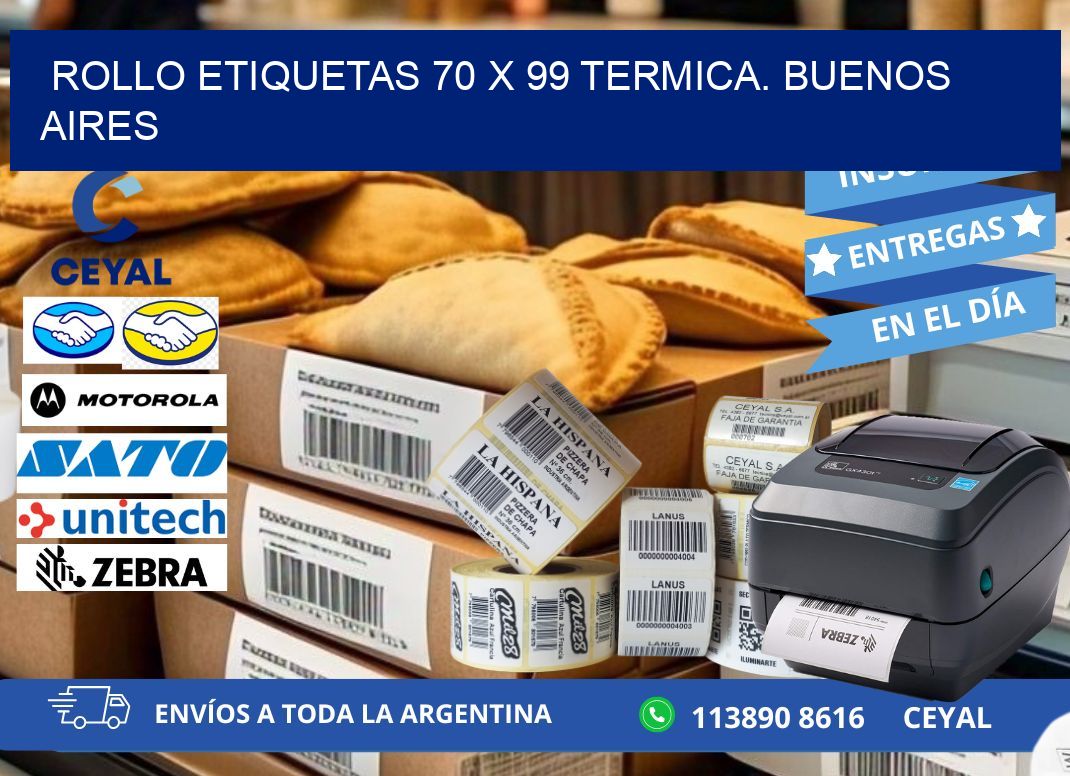 Rollo etiquetas 70 x 99 termica. Buenos Aires