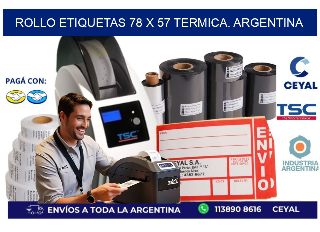 Rollo etiquetas 78 x 57 termica. Argentina