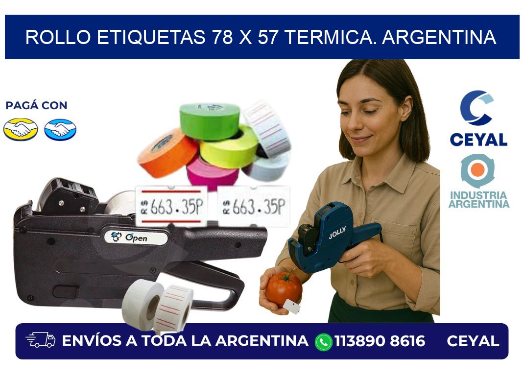Rollo etiquetas 78 x 57 termica. Argentina