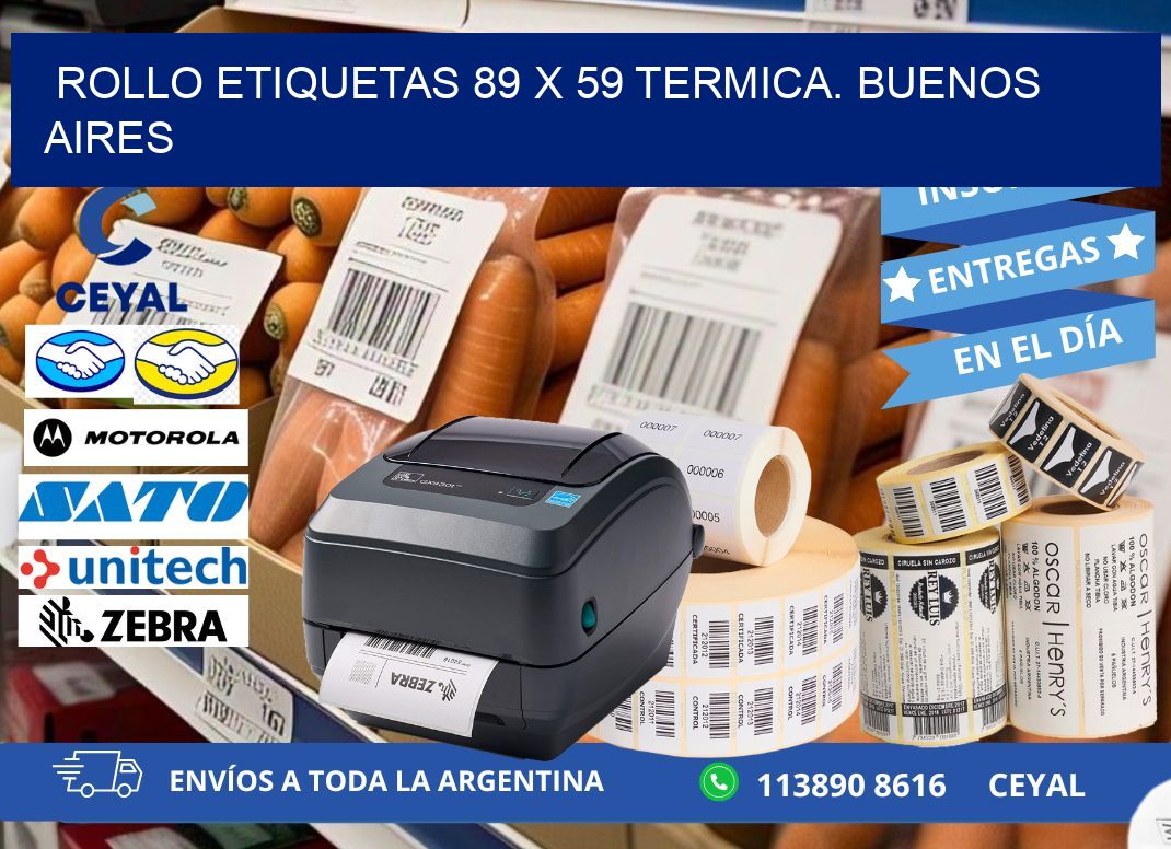 Rollo etiquetas 89 x 59 termica. Buenos Aires