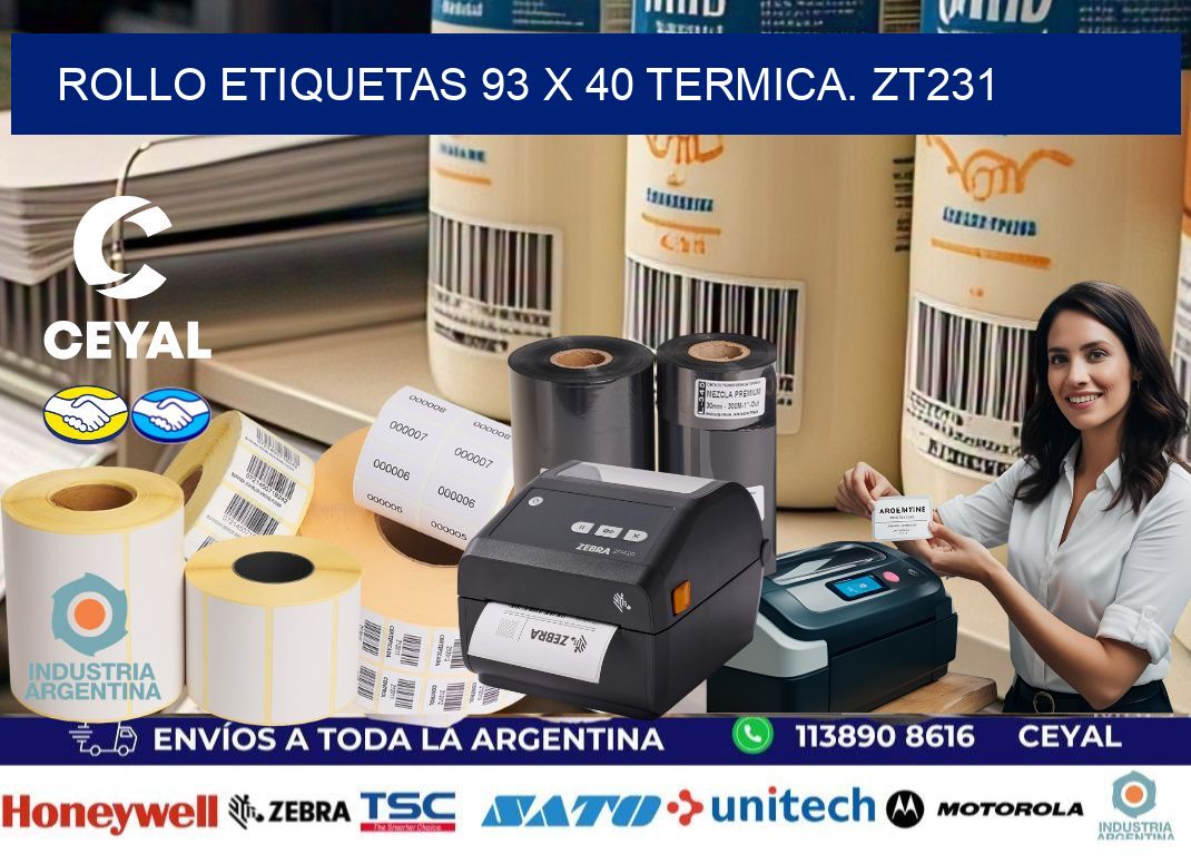 Rollo etiquetas 93 x 40 termica. zt231