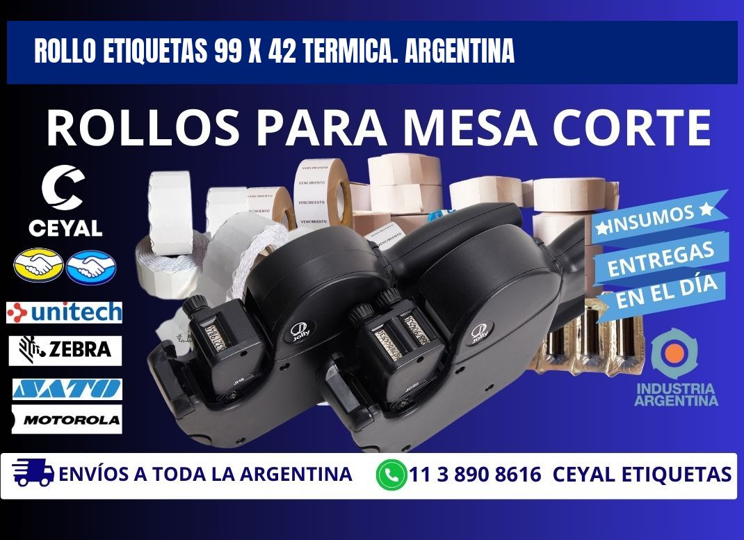 Rollo etiquetas 99 x 42 termica. Argentina
