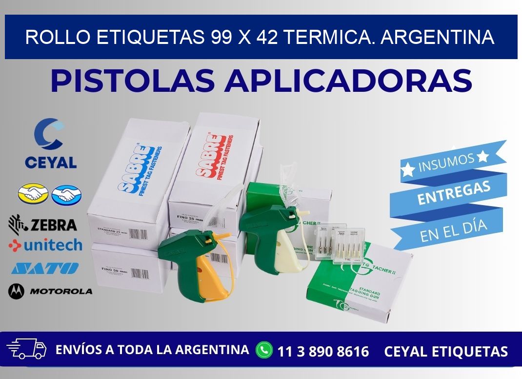 Rollo etiquetas 99 x 42 termica. Argentina