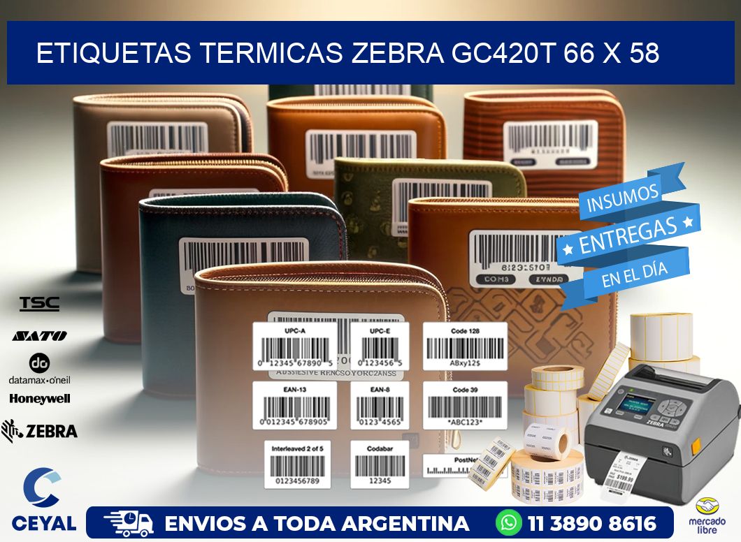 ETIQUETAS TERMICAS ZEBRA GC420T 66 x 58