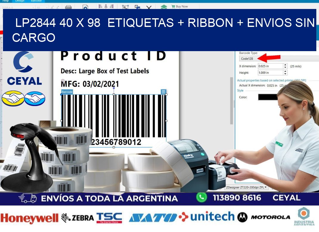LP2844 40 x 98  etiquetas + ribbon + envios sin cargo