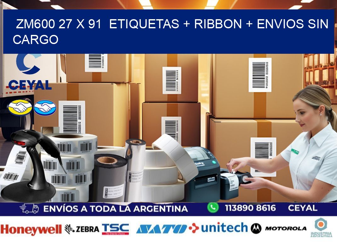 ZM600 27 x 91  etiquetas + ribbon + envios sin cargo