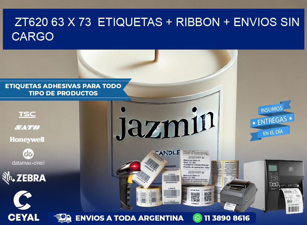 ZT620 63 x 73  etiquetas + ribbon + envios sin cargo