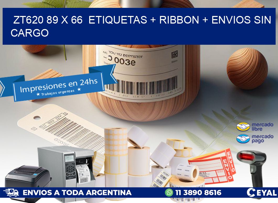 ZT620 89 x 66  etiquetas + ribbon + envios sin cargo