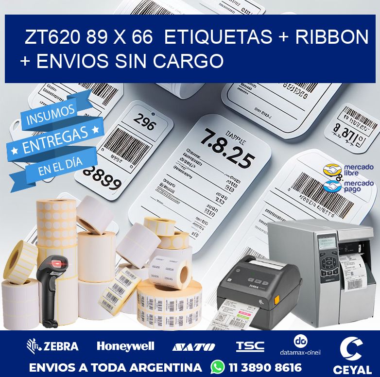 ZT620 89 x 66  etiquetas + ribbon + envios sin cargo