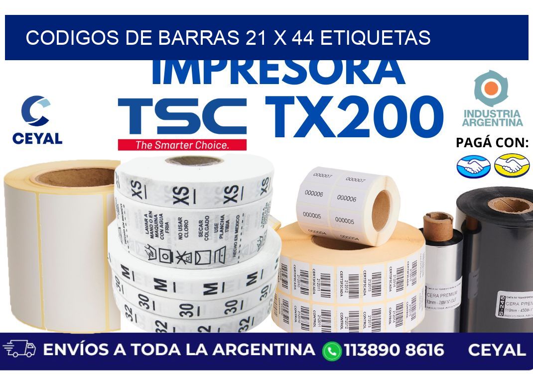 codigos de barras 21 x 44 etiquetas