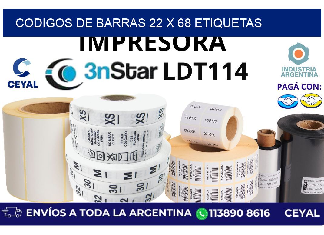 codigos de barras 22 x 68 etiquetas