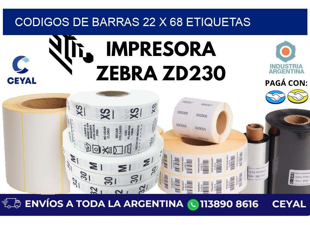 codigos de barras 22 x 68 etiquetas