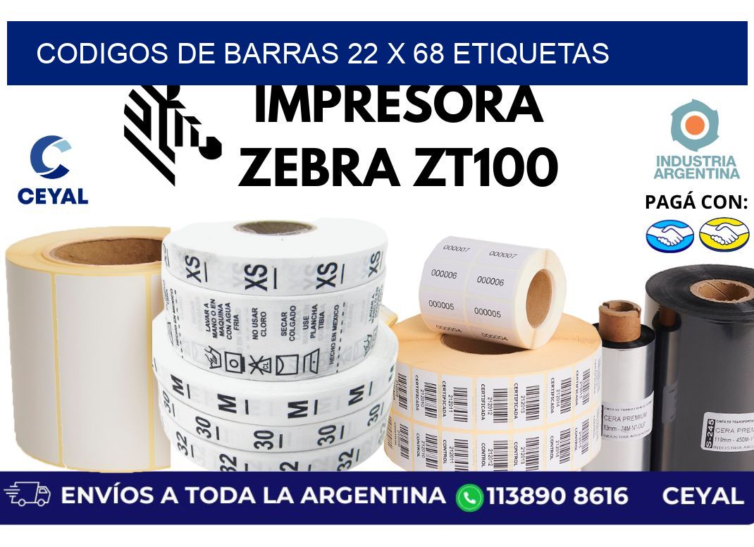 codigos de barras 22 x 68 etiquetas